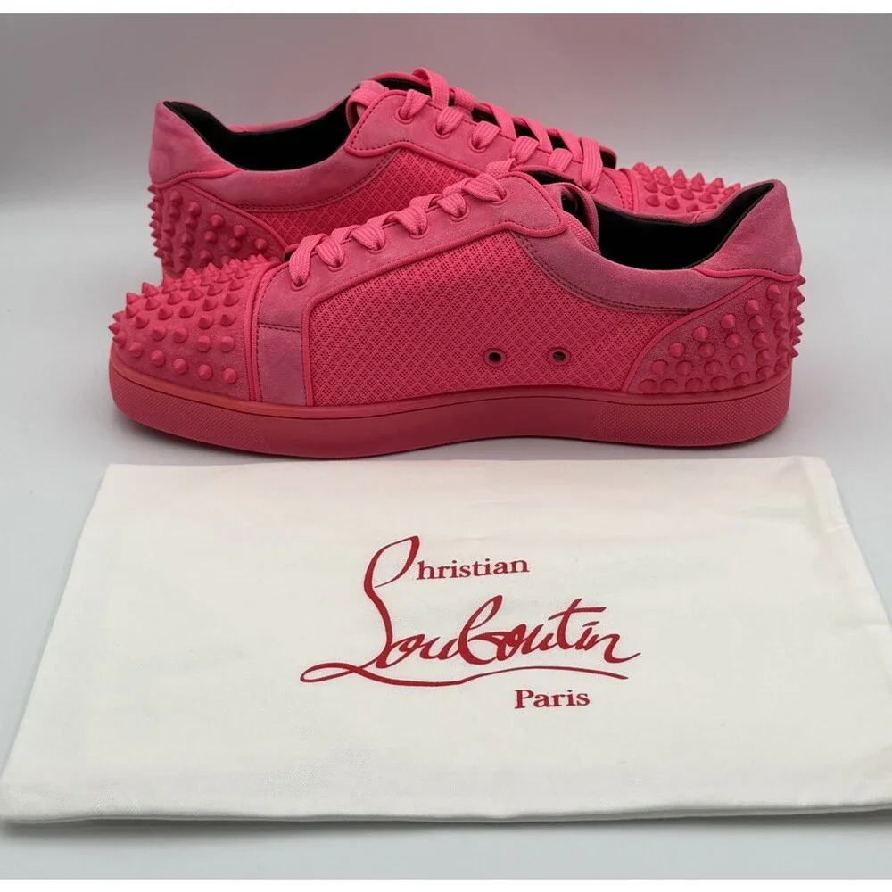 Authentic Christian Louboutin Pink Seavaste 2 Low Top Sneakers US 11, 44 EU NEW - Picture 3 of 10
